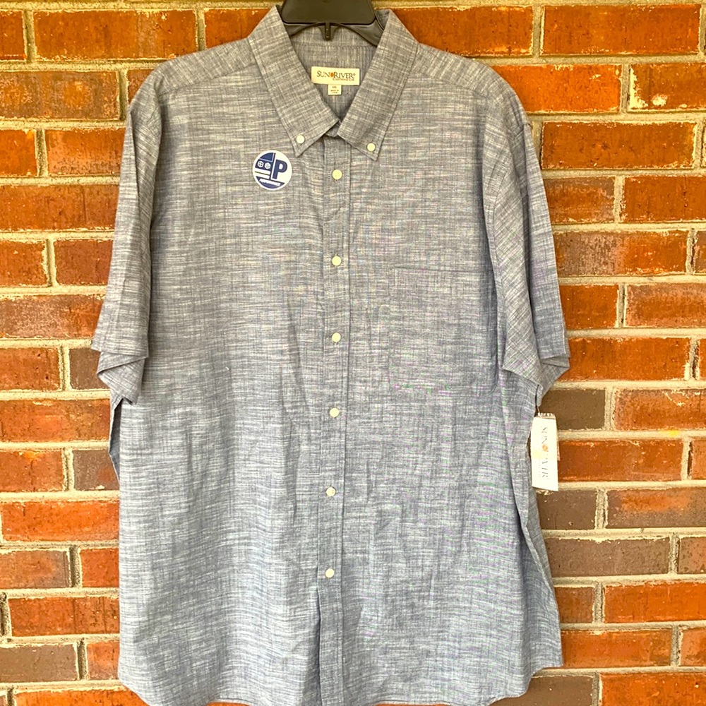 Sun River short sleeve button down - denim blue color- size XXL